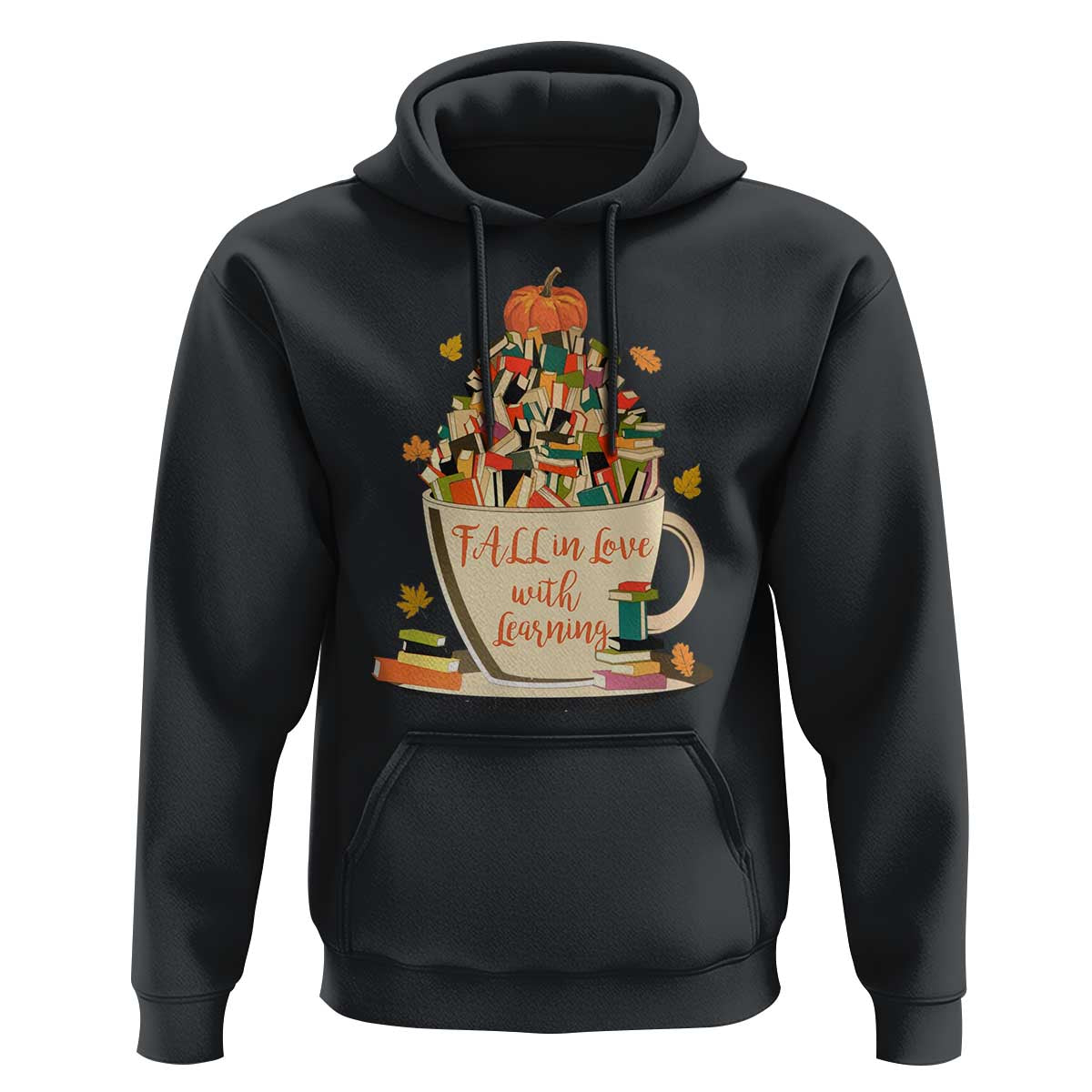 Funny Teacher Hoodie Fall In Love With Learning Autumn Pumpkin Reading Thanksgiving