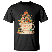 Funny Teacher T Shirt Fall In Love With Learning Autumn Pumpkin Reading Thanksgiving - Wonder Print Shop