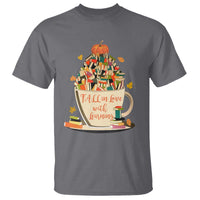 Funny Teacher T Shirt Fall In Love With Learning Autumn Pumpkin Reading Thanksgiving - Wonder Print Shop