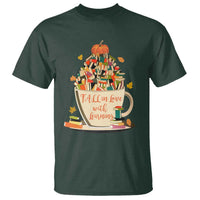 Funny Teacher T Shirt Fall In Love With Learning Autumn Pumpkin Reading Thanksgiving - Wonder Print Shop