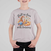 Funny Teacher T Shirt For Kid Fall In Love With Learning Autumn Pumpkin Reading Thanksgiving Gnome - Wonder Print Shop