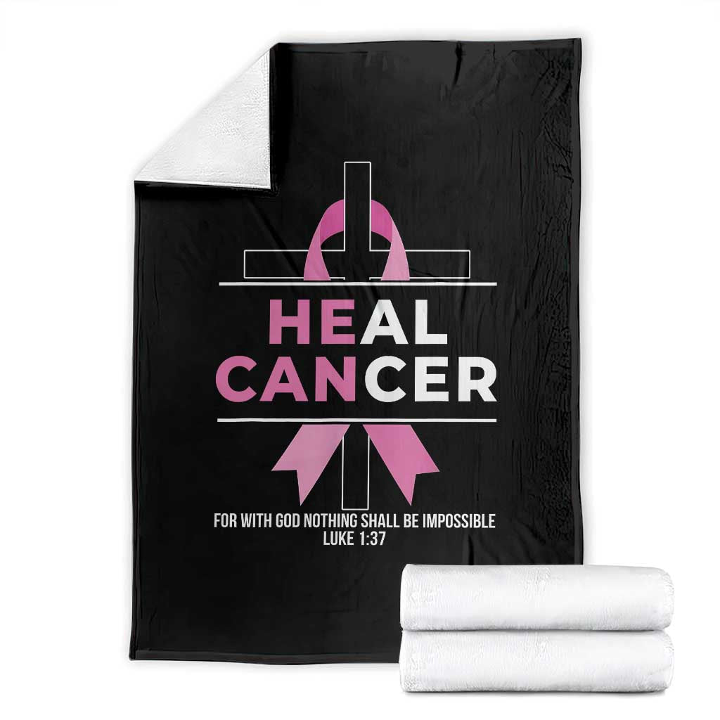 Male Breast Cancer Throw Blanket He Can Heal Cancer Christian Pink Ribbon - Wonder Print Shop