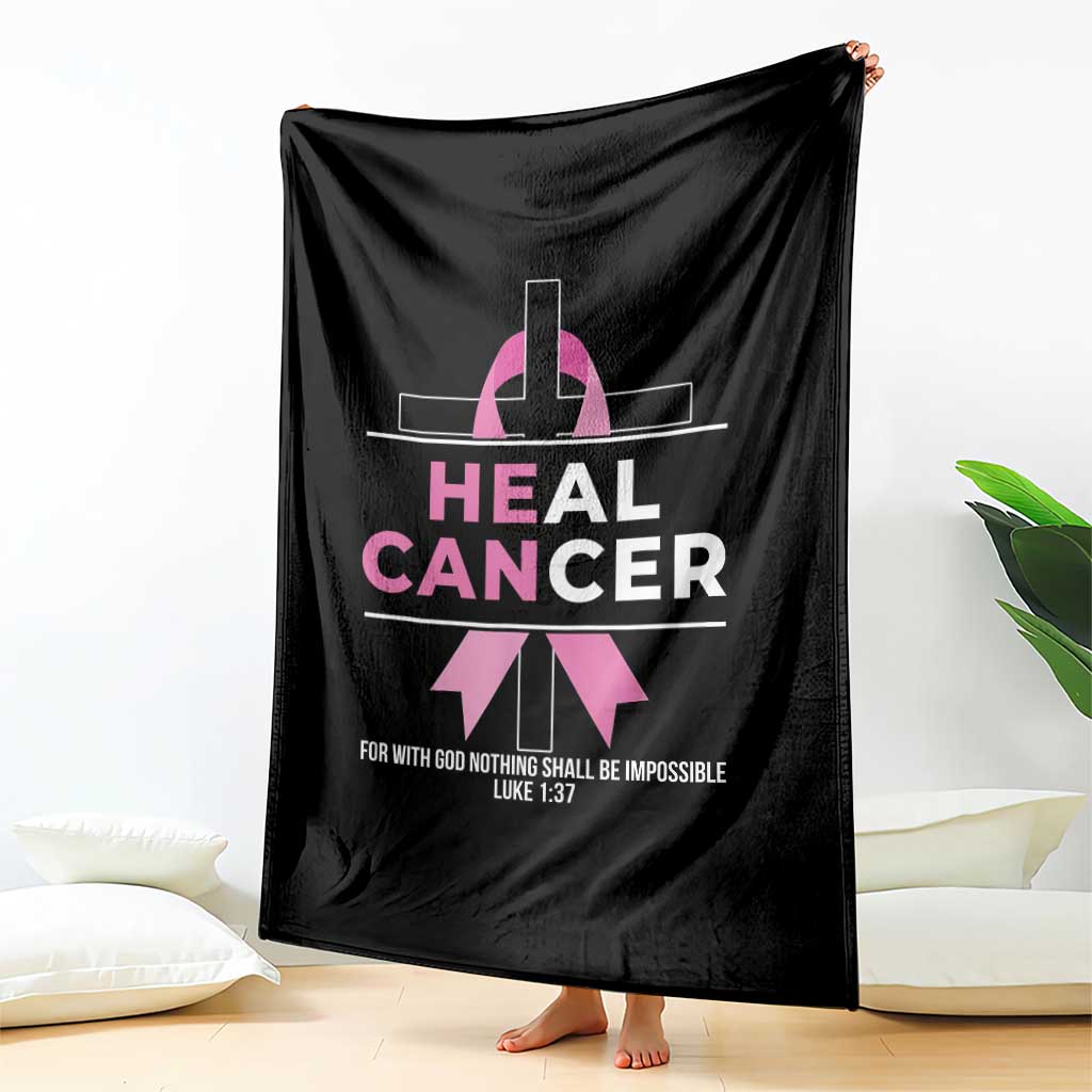 Male Breast Cancer Throw Blanket He Can Heal Cancer Christian Pink Ribbon - Wonder Print Shop