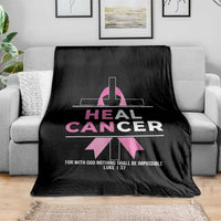 Male Breast Cancer Throw Blanket He Can Heal Cancer Christian Pink Ribbon - Wonder Print Shop