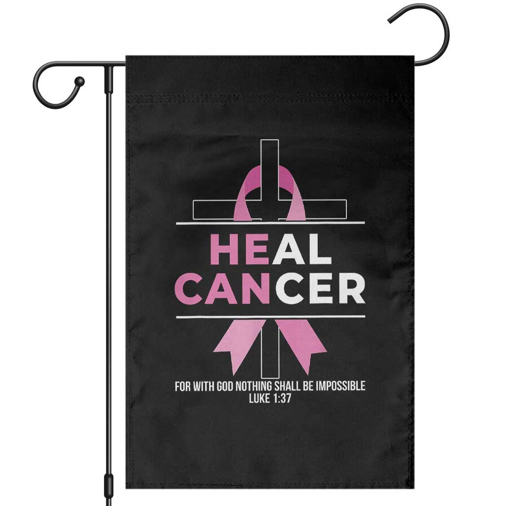 Male Breast Cancer Garden Flag He Can Heal Cancer Christian Pink Ribbon - Wonder Print Shop