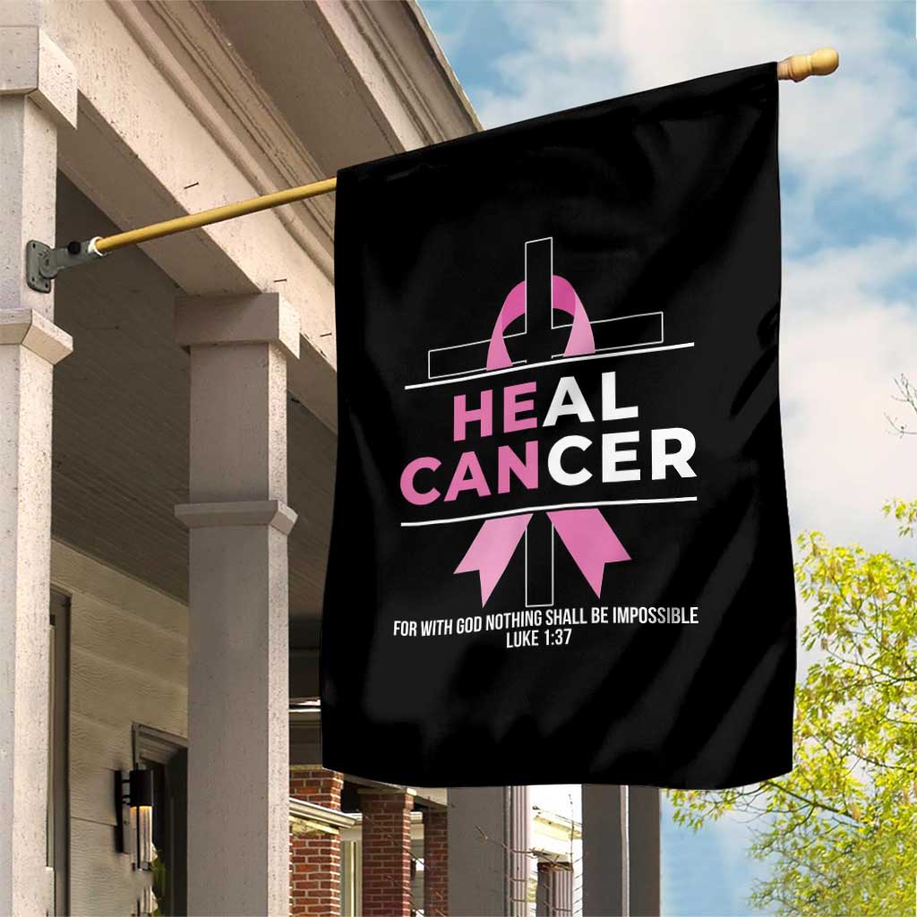 Male Breast Cancer Garden Flag He Can Heal Cancer Christian Pink Ribbon - Wonder Print Shop