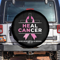 Male Breast Cancer Spare Tire Cover He Can Heal Cancer Christian Pink Ribbon - Wonder Print Shop