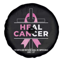 Male Breast Cancer Spare Tire Cover He Can Heal Cancer Christian Pink Ribbon - Wonder Print Shop