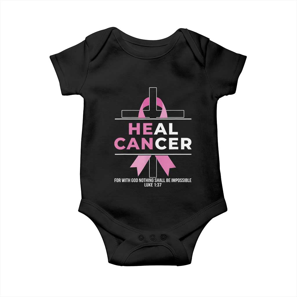 Male Breast Cancer Baby Onesie He Can Heal Cancer Christian Pink Ribbon - Wonder Print Shop