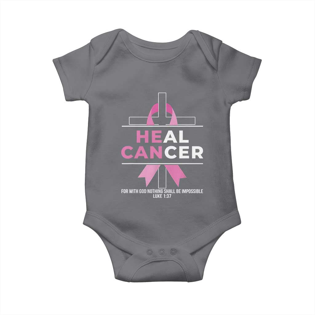 Male Breast Cancer Baby Onesie He Can Heal Cancer Christian Pink Ribbon - Wonder Print Shop