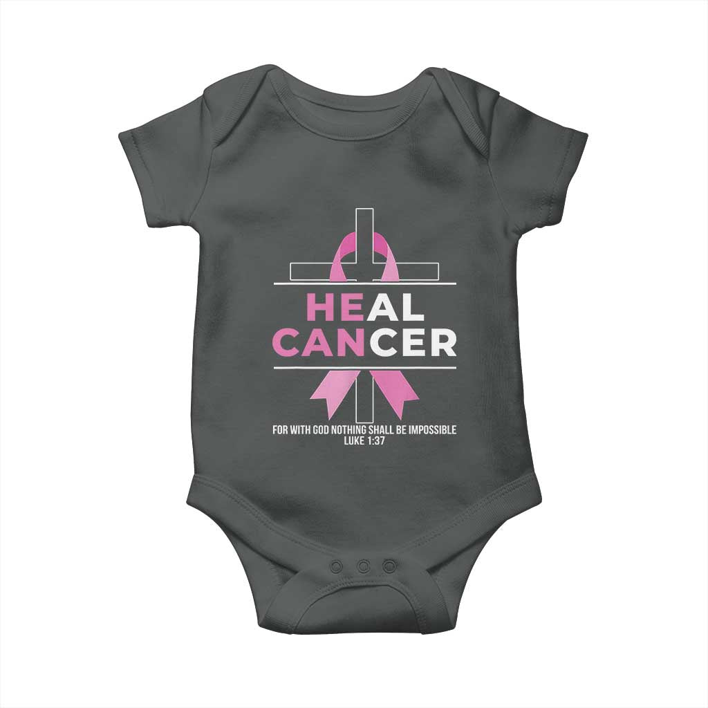 Male Breast Cancer Baby Onesie He Can Heal Cancer Christian Pink Ribbon - Wonder Print Shop