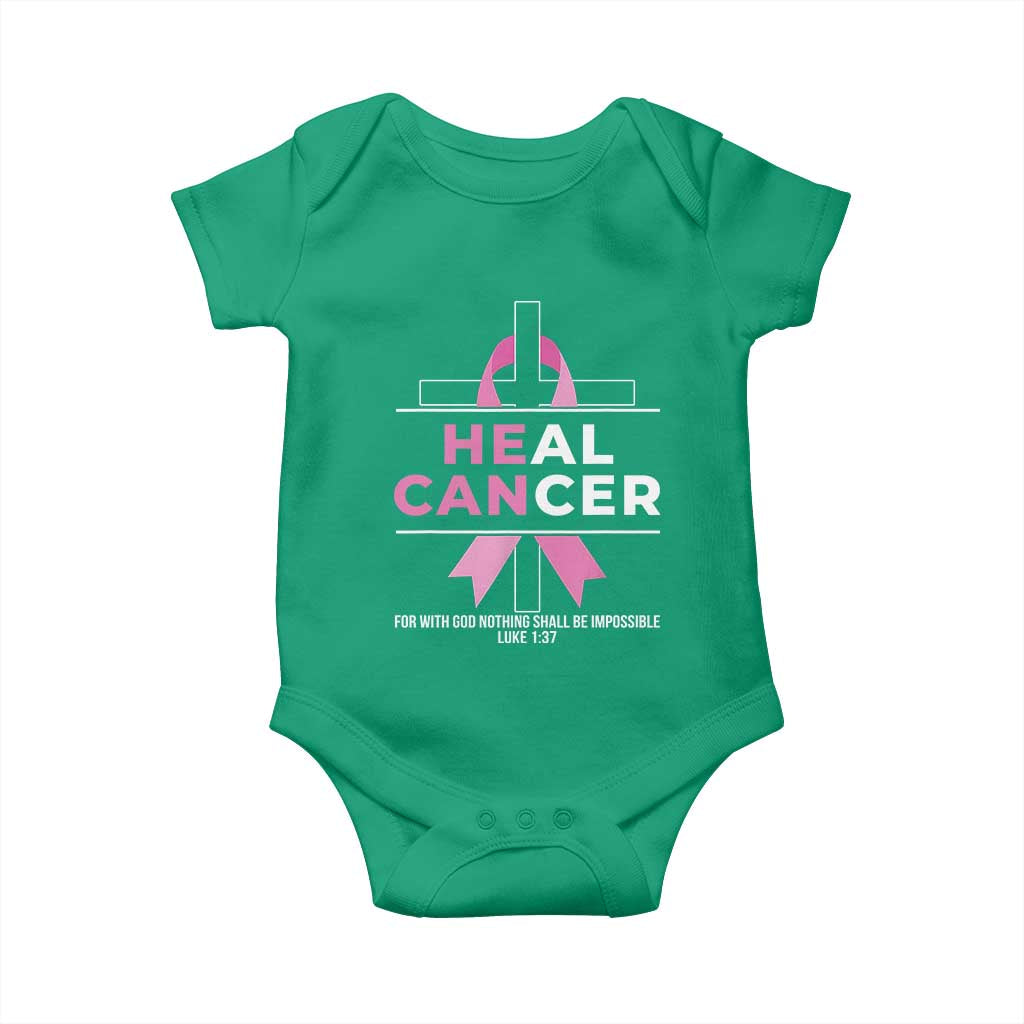 Male Breast Cancer Baby Onesie He Can Heal Cancer Christian Pink Ribbon - Wonder Print Shop