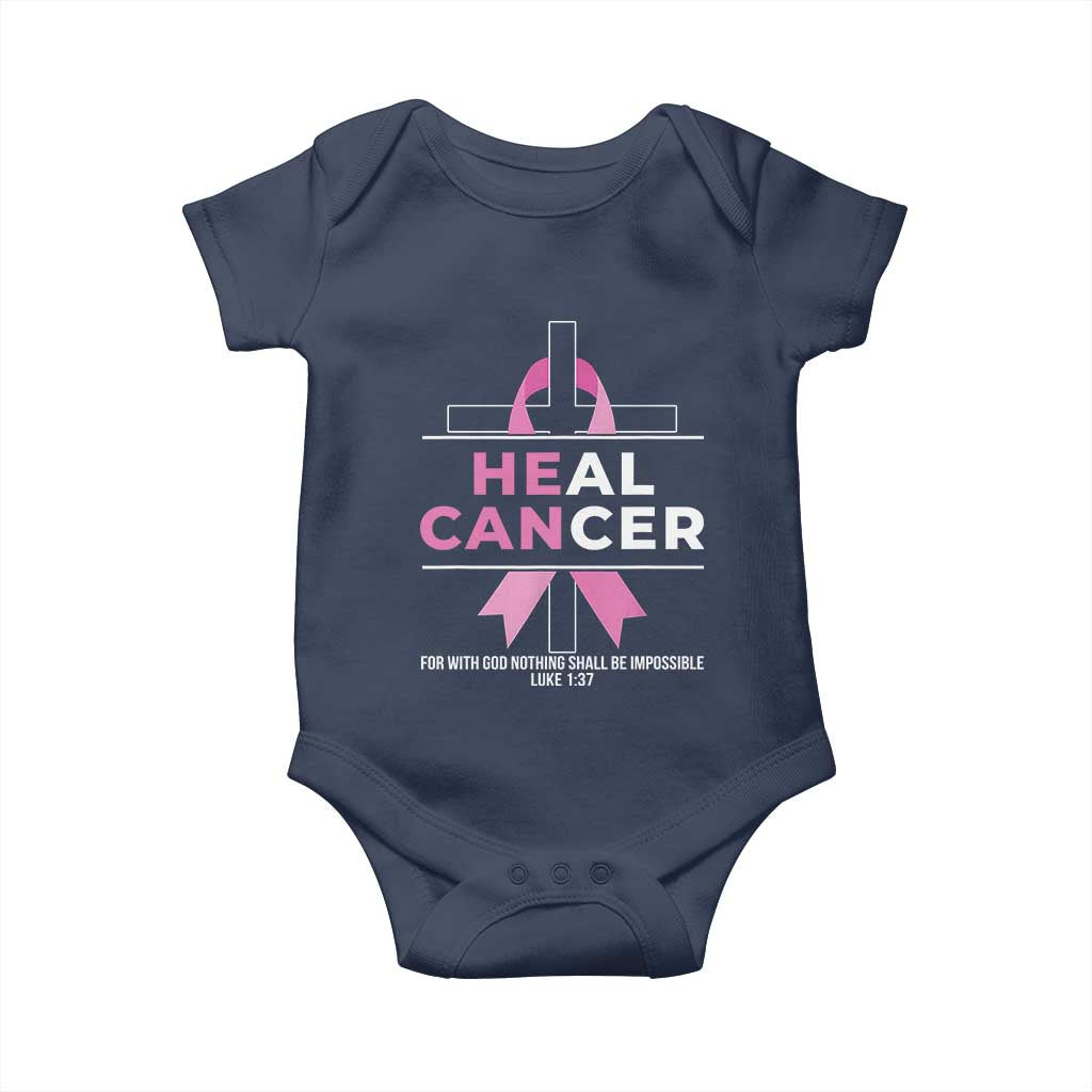 Male Breast Cancer Baby Onesie He Can Heal Cancer Christian Pink Ribbon - Wonder Print Shop