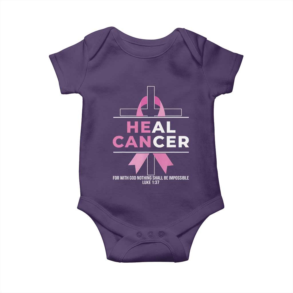 Male Breast Cancer Baby Onesie He Can Heal Cancer Christian Pink Ribbon - Wonder Print Shop