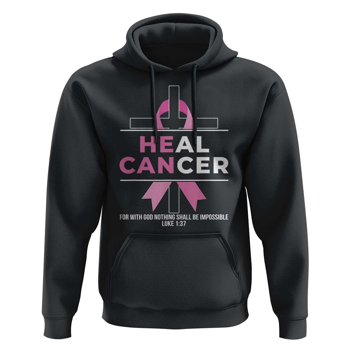 Male Breast Cancer Hoodie He Can Heal Cancer Christian Pink Ribbon - Wonder Print Shop