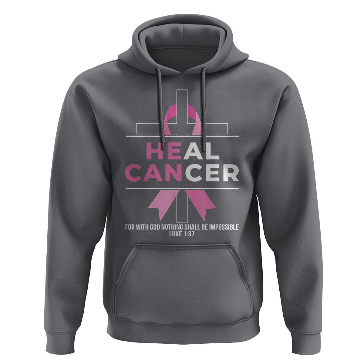 Male Breast Cancer Hoodie He Can Heal Cancer Christian Pink Ribbon - Wonder Print Shop