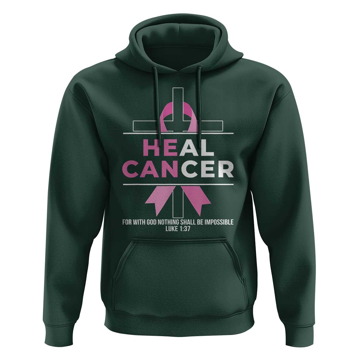 Male Breast Cancer Hoodie He Can Heal Cancer Christian Pink Ribbon - Wonder Print Shop