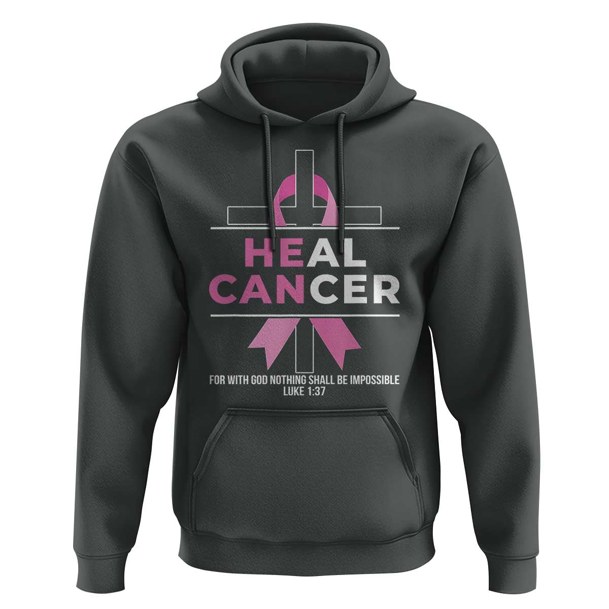 Male Breast Cancer Hoodie He Can Heal Cancer Christian Pink Ribbon - Wonder Print Shop