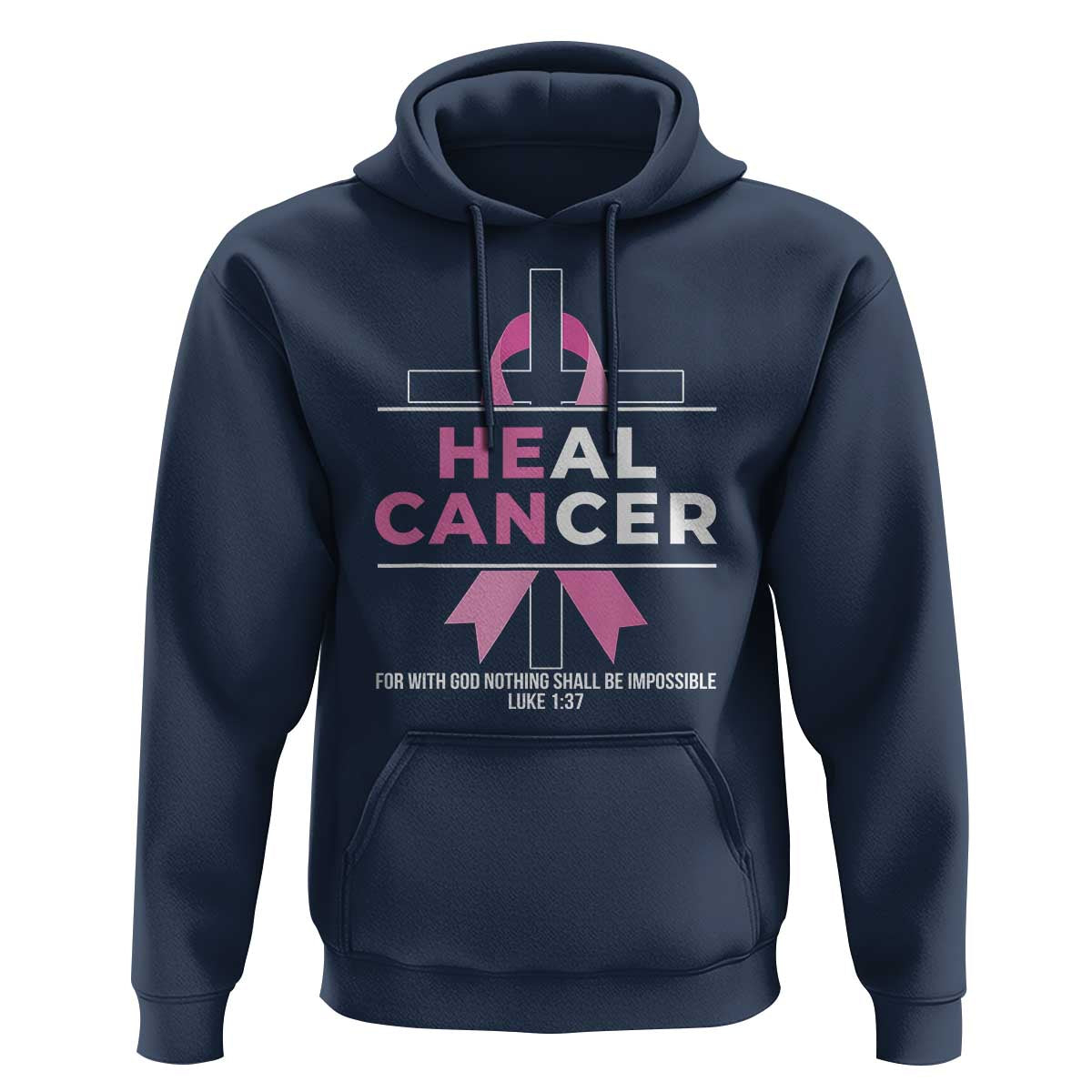 Male Breast Cancer Hoodie He Can Heal Cancer Christian Pink Ribbon - Wonder Print Shop