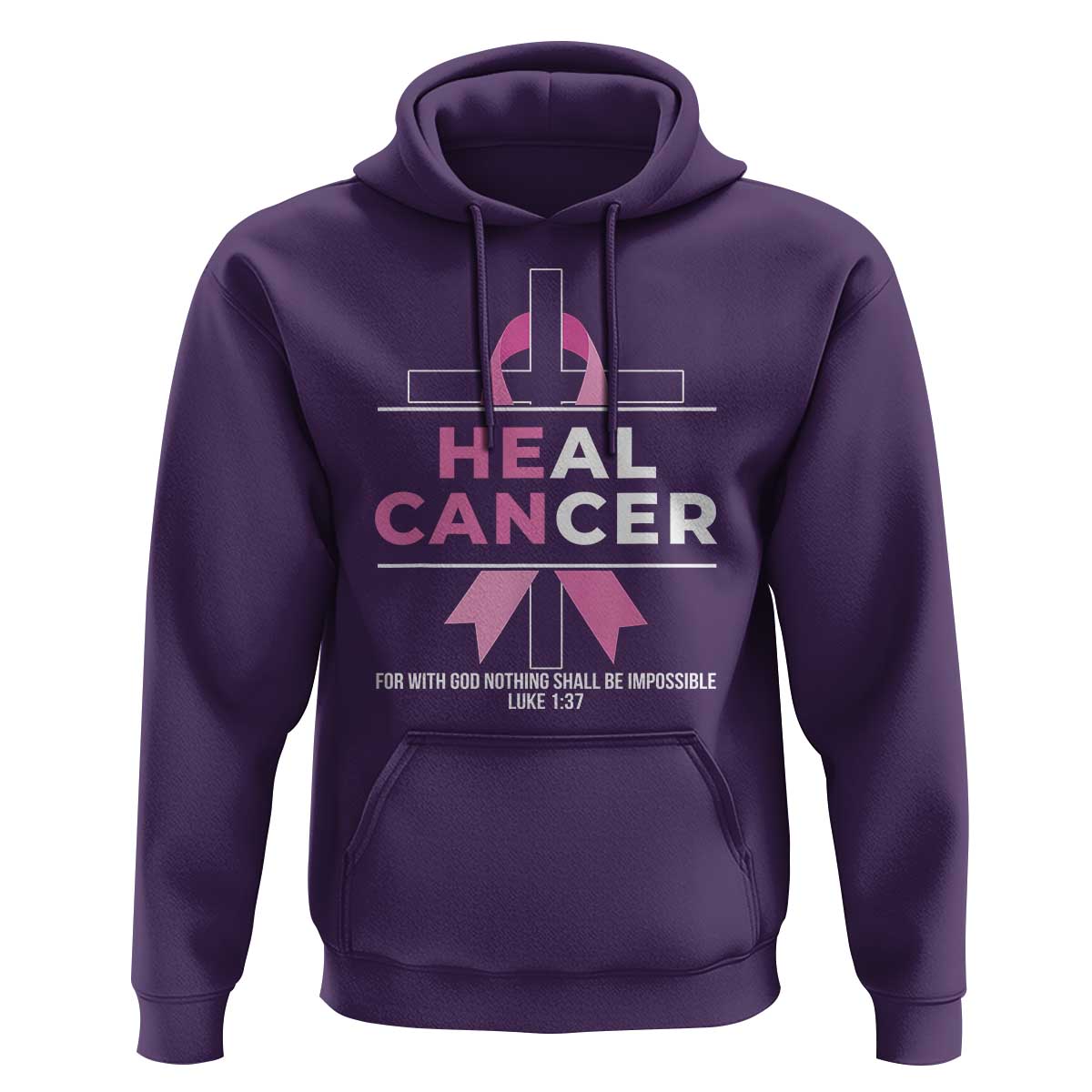 Male Breast Cancer Hoodie He Can Heal Cancer Christian Pink Ribbon - Wonder Print Shop