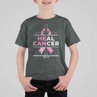 Male Breast Cancer T Shirt For Kid He Can Heal Cancer Christian Pink Ribbon - Wonder Print Shop