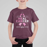 Male Breast Cancer T Shirt For Kid He Can Heal Cancer Christian Pink Ribbon - Wonder Print Shop