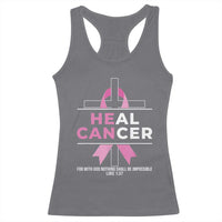 Male Breast Cancer Racerback Tank Top He Can Heal Cancer Christian Pink Ribbon - Wonder Print Shop