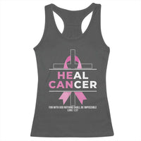 Male Breast Cancer Racerback Tank Top He Can Heal Cancer Christian Pink Ribbon - Wonder Print Shop