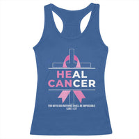 Male Breast Cancer Racerback Tank Top He Can Heal Cancer Christian Pink Ribbon - Wonder Print Shop