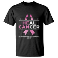 Male Breast Cancer T Shirt He Can Heal Cancer Christian Pink Ribbon - Wonder Print Shop