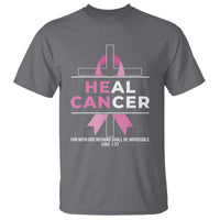 Male Breast Cancer T Shirt He Can Heal Cancer Christian Pink Ribbon - Wonder Print Shop