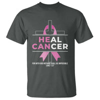 Male Breast Cancer T Shirt He Can Heal Cancer Christian Pink Ribbon - Wonder Print Shop