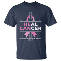Male Breast Cancer T Shirt He Can Heal Cancer Christian Pink Ribbon - Wonder Print Shop