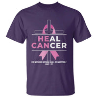 Male Breast Cancer T Shirt He Can Heal Cancer Christian Pink Ribbon - Wonder Print Shop
