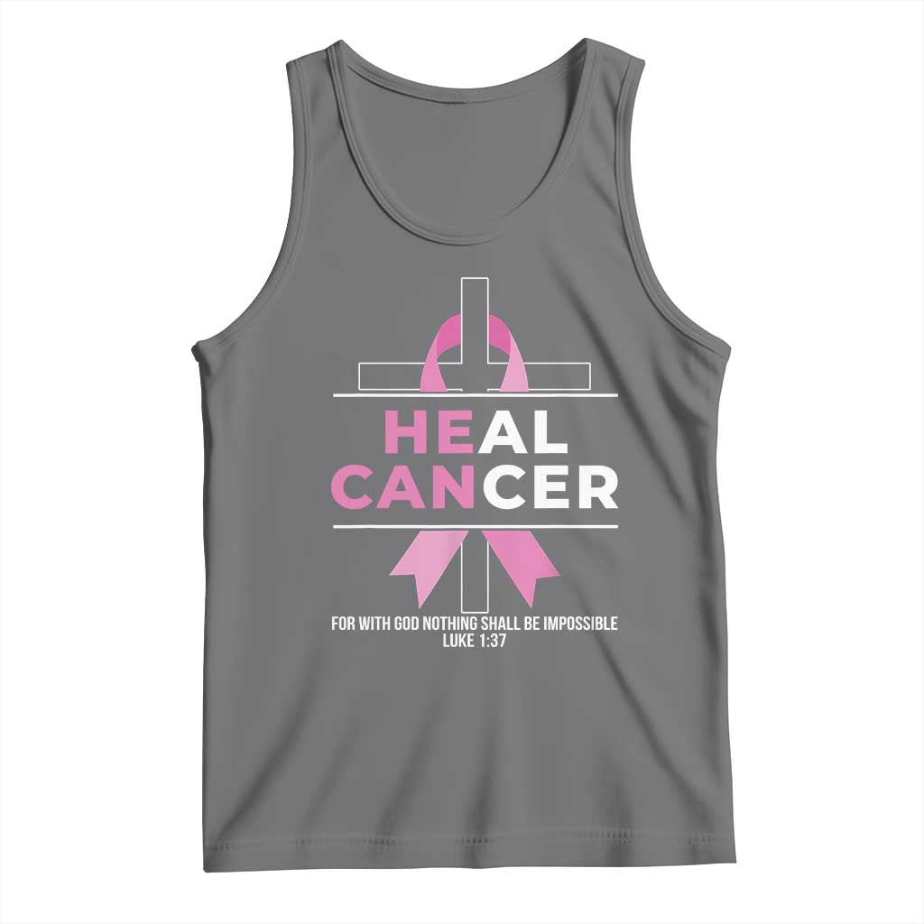 Male Breast Cancer Tank Top He Can Heal Cancer Christian Pink Ribbon - Wonder Print Shop
