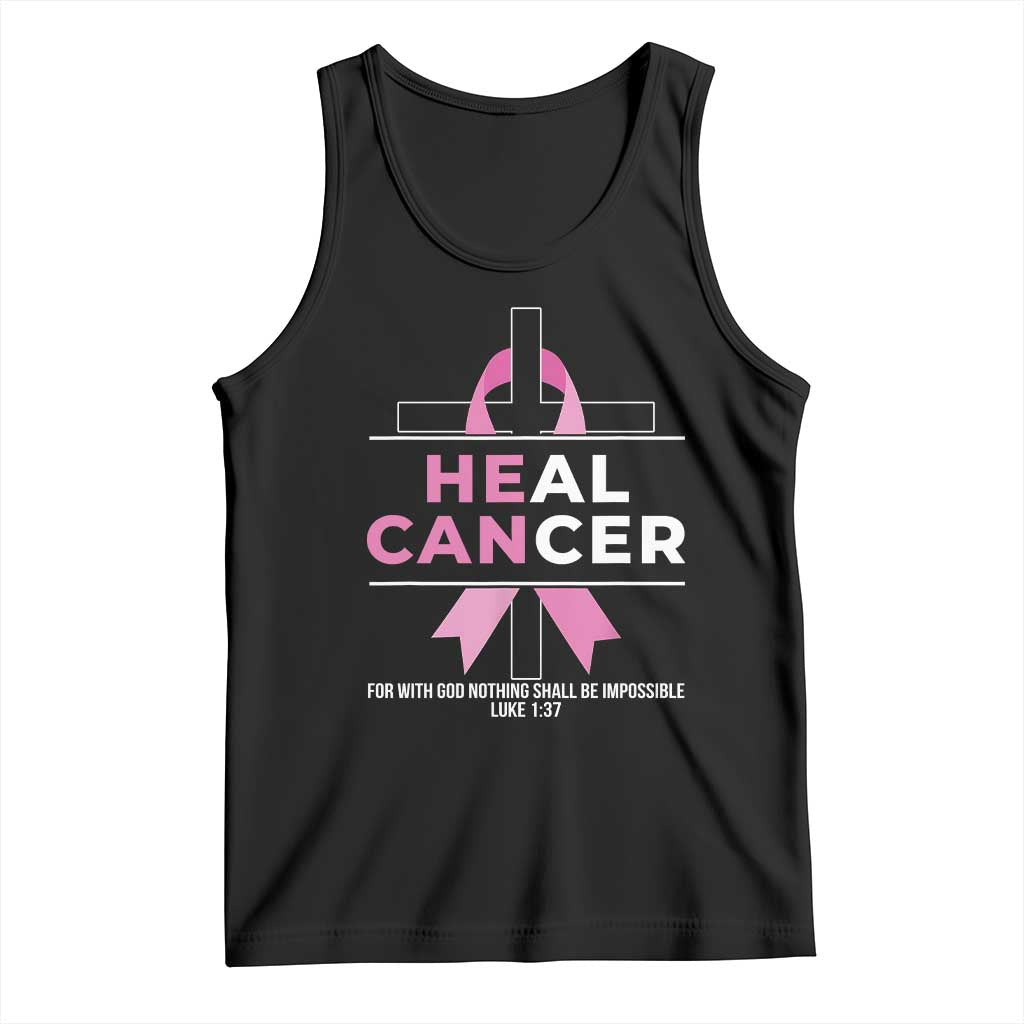 Male Breast Cancer Tank Top He Can Heal Cancer Christian Pink Ribbon - Wonder Print Shop