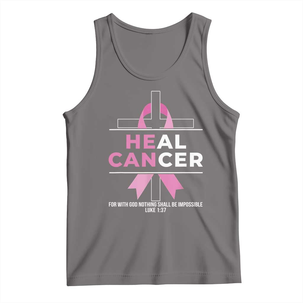 Male Breast Cancer Tank Top He Can Heal Cancer Christian Pink Ribbon - Wonder Print Shop
