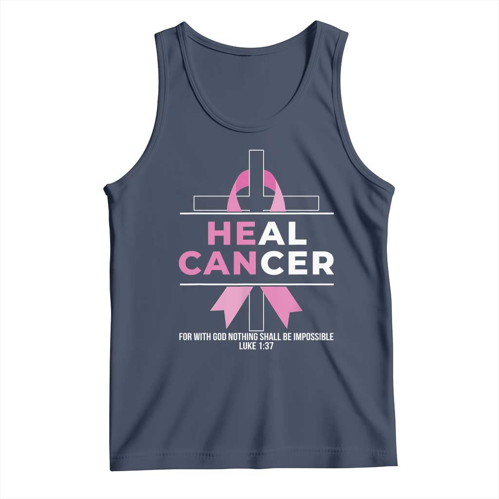 Male Breast Cancer Tank Top He Can Heal Cancer Christian Pink Ribbon - Wonder Print Shop