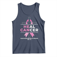 Male Breast Cancer Tank Top He Can Heal Cancer Christian Pink Ribbon - Wonder Print Shop