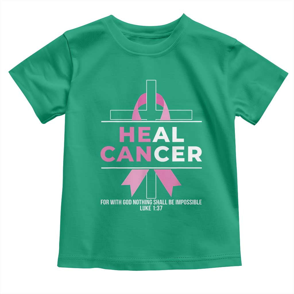 Male Breast Cancer Toddler T Shirt He Can Heal Cancer Christian Pink Ribbon - Wonder Print Shop