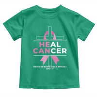 Male Breast Cancer Toddler T Shirt He Can Heal Cancer Christian Pink Ribbon - Wonder Print Shop