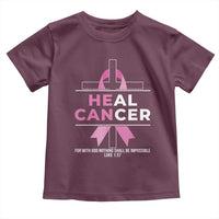 Male Breast Cancer Toddler T Shirt He Can Heal Cancer Christian Pink Ribbon - Wonder Print Shop
