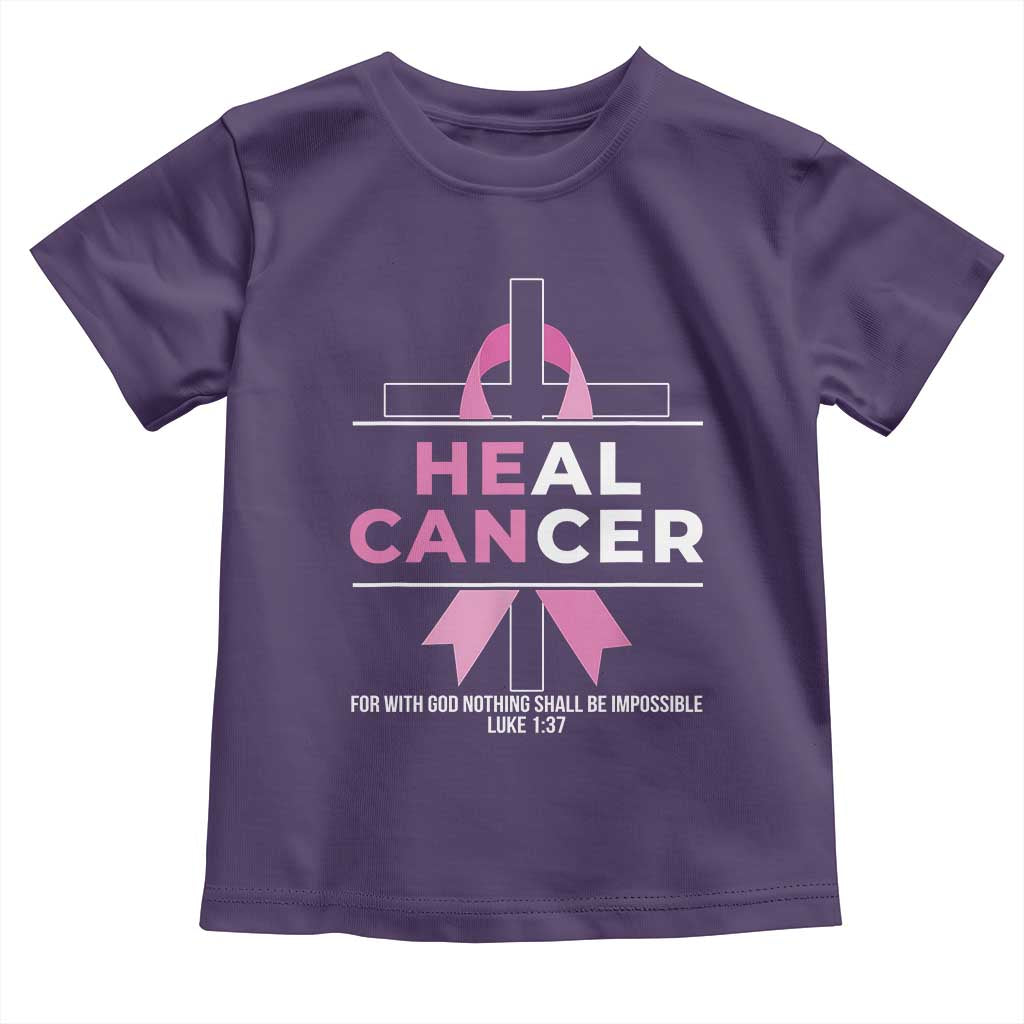 Male Breast Cancer Toddler T Shirt He Can Heal Cancer Christian Pink Ribbon - Wonder Print Shop