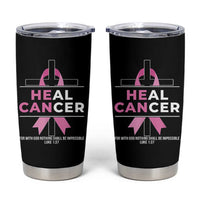 Male Breast Cancer Tumbler Cup He Can Heal Cancer Christian Pink Ribbon - Wonder Print Shop
