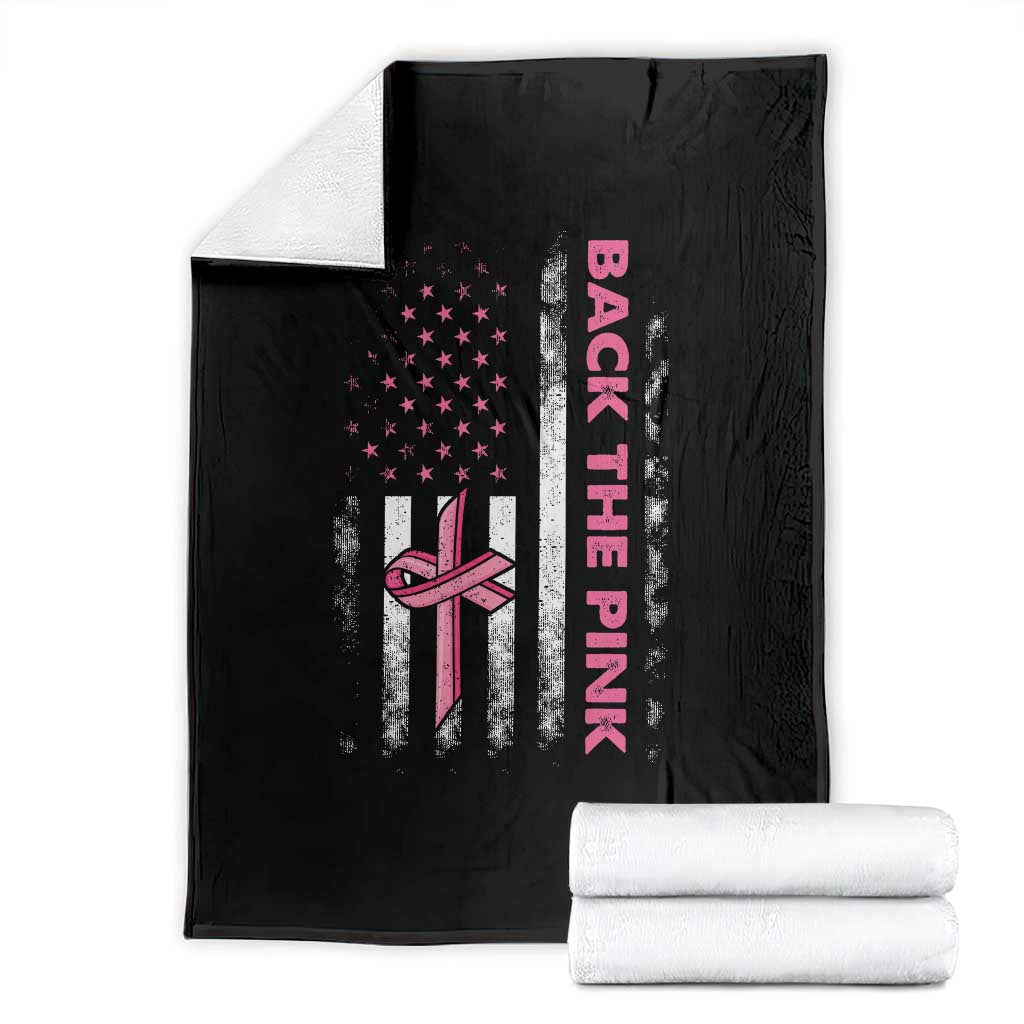 Breast Cancer Awareness Throw Blanket Back The Pink Warrior American Flag - Wonder Print Shop