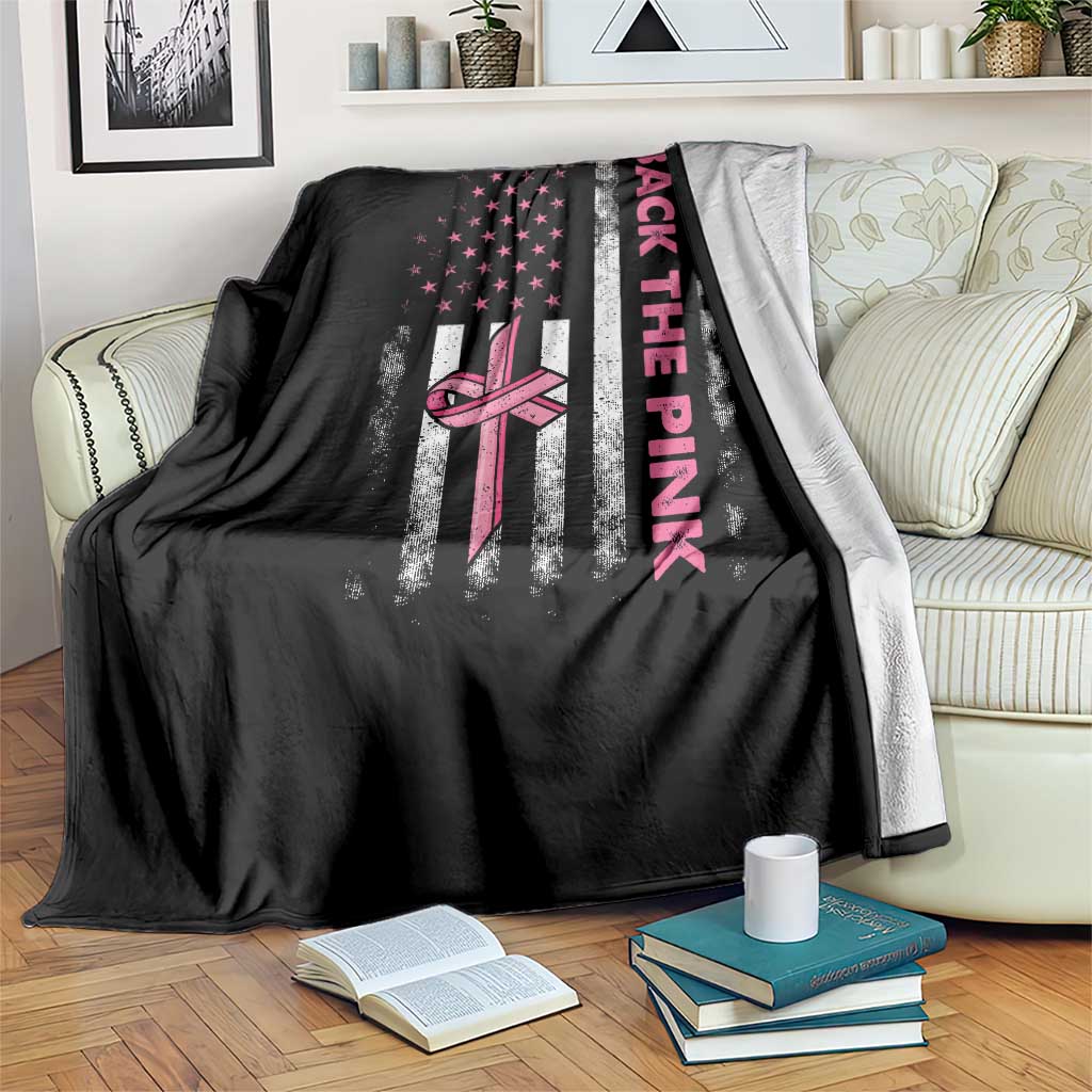 Breast Cancer Awareness Throw Blanket Back The Pink Warrior American Flag - Wonder Print Shop