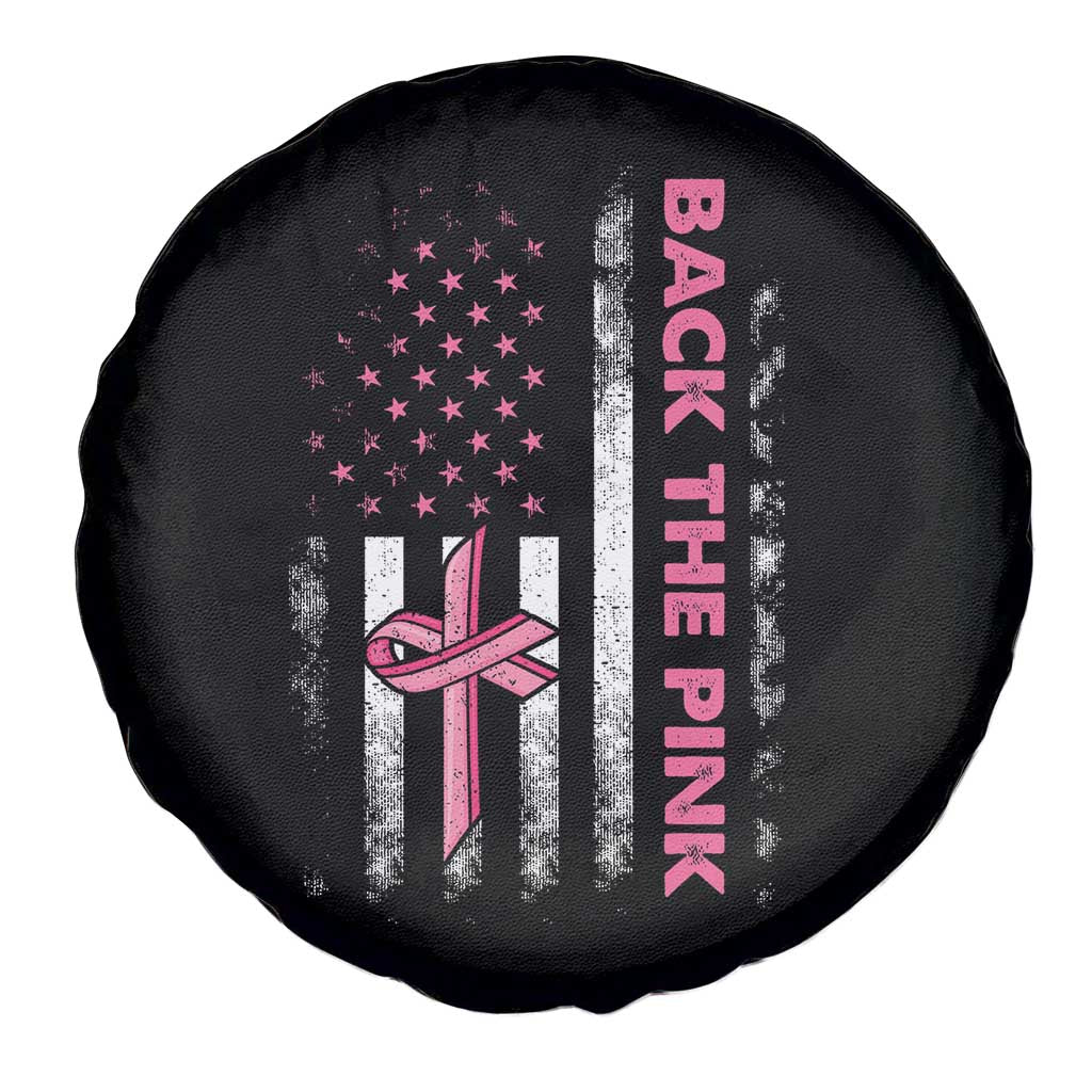 Breast Cancer Awareness Spare Tire Cover Back The Pink Warrior American Flag - Wonder Print Shop