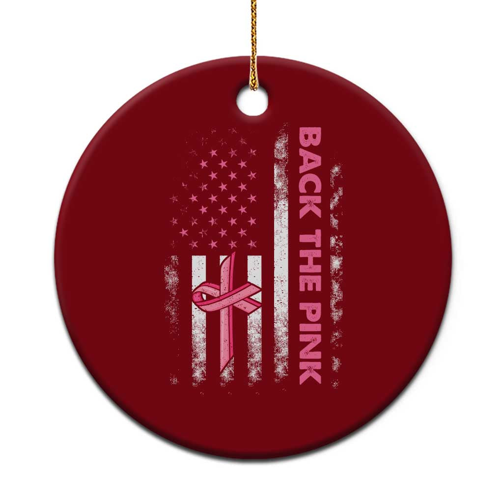 Breast Cancer Awareness Ceramic Ornament Back The Pink Warrior American Flag - Wonder Print Shop