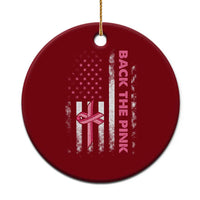 Breast Cancer Awareness Ceramic Ornament Back The Pink Warrior American Flag - Wonder Print Shop