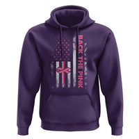 Breast Cancer Awareness Hoodie Back The Pink Warrior American Flag - Wonder Print Shop